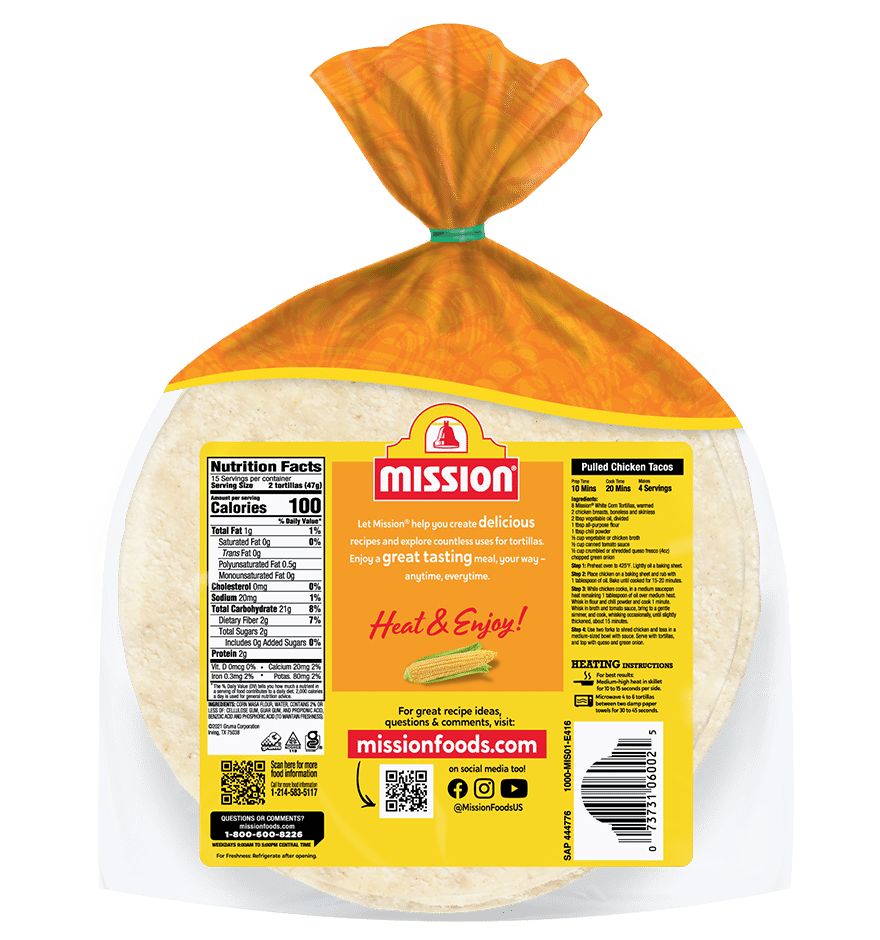 White Corn Tortillas Mission Foods