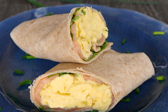 Egg White Wraps with Smoked Salmon, Spinach and Feta