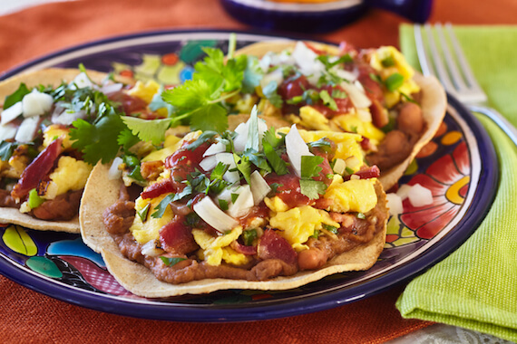 Photo of Saucy Bacon Egg Tostadas