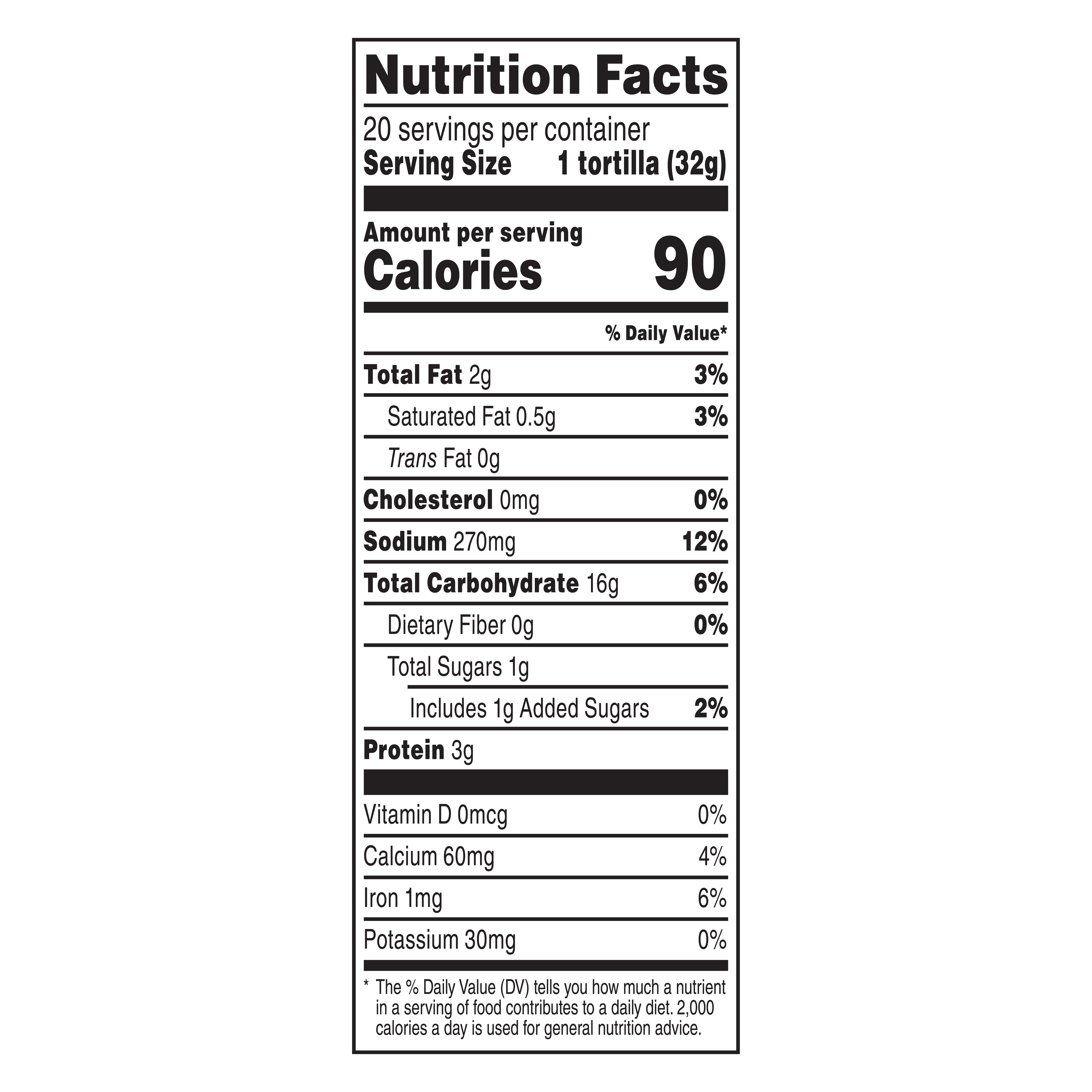 Mission Fajita Flour Tortillas nutrition facts