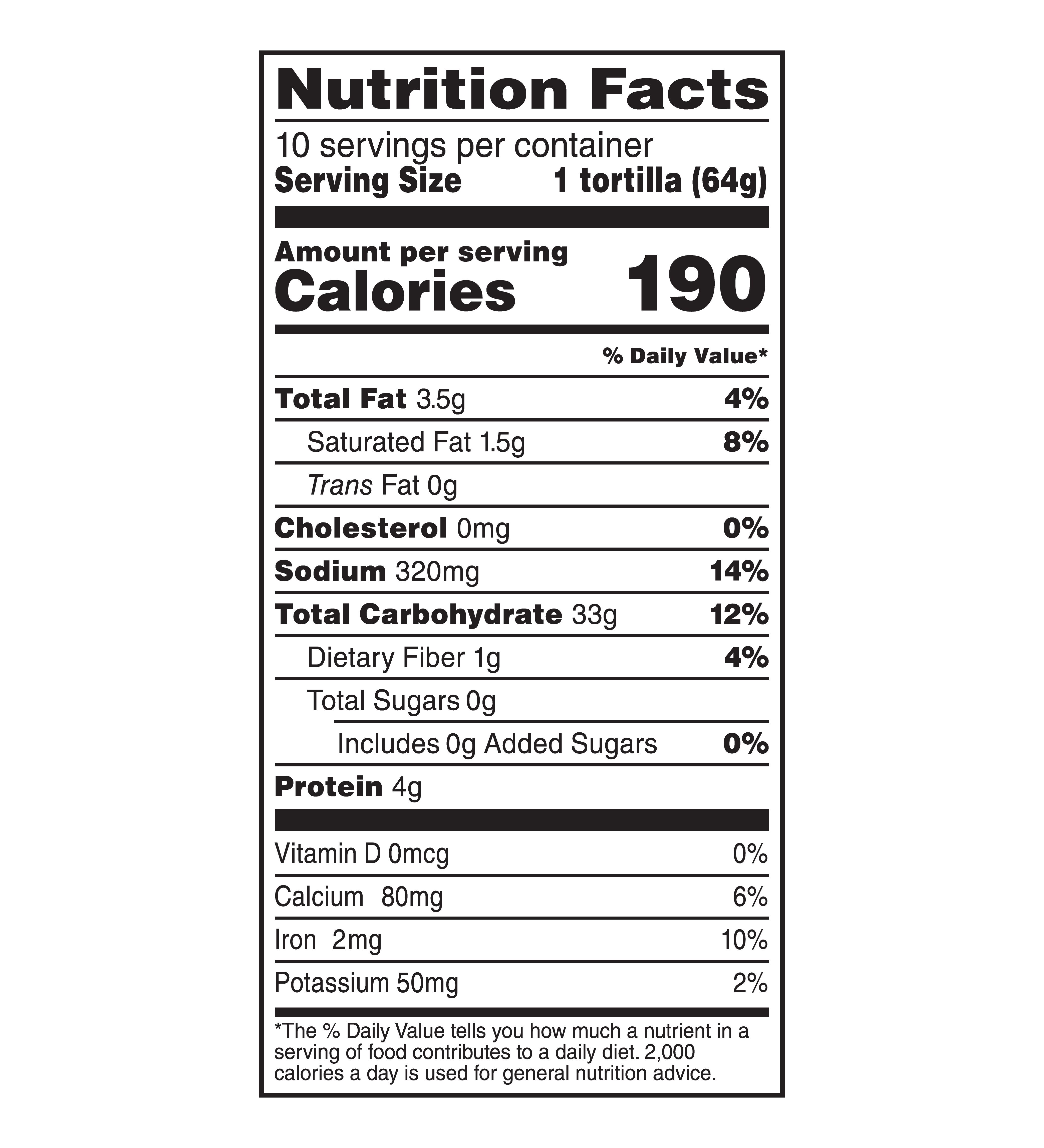 nutrition facts for Mission Soft Taco Homestyle Flour Tortillas