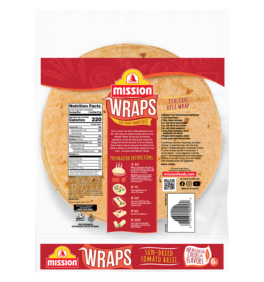 Sun Dried Tomato Basil Wraps back
