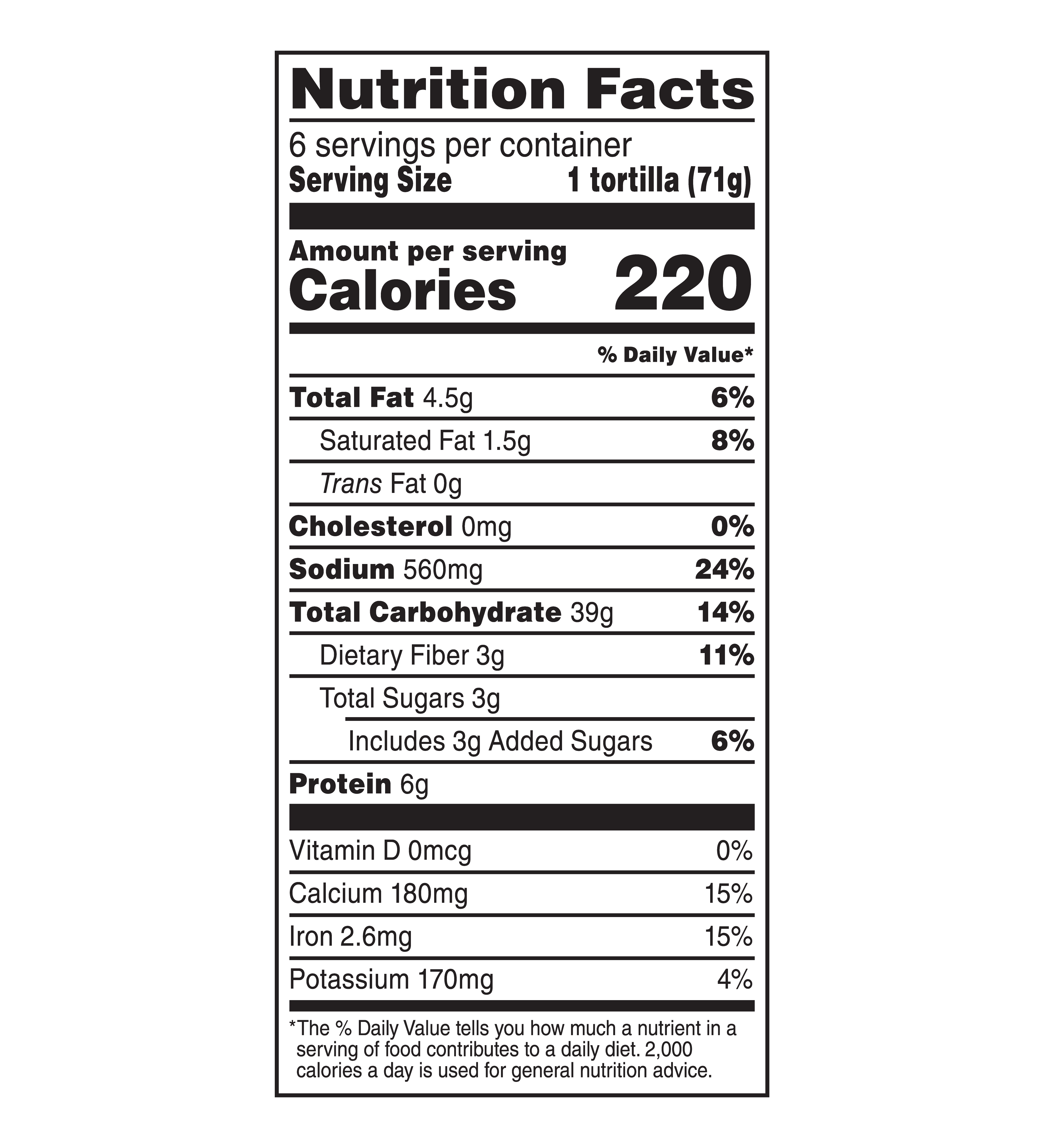 Sun Dried Tomato Basil Wraps nutrition facts