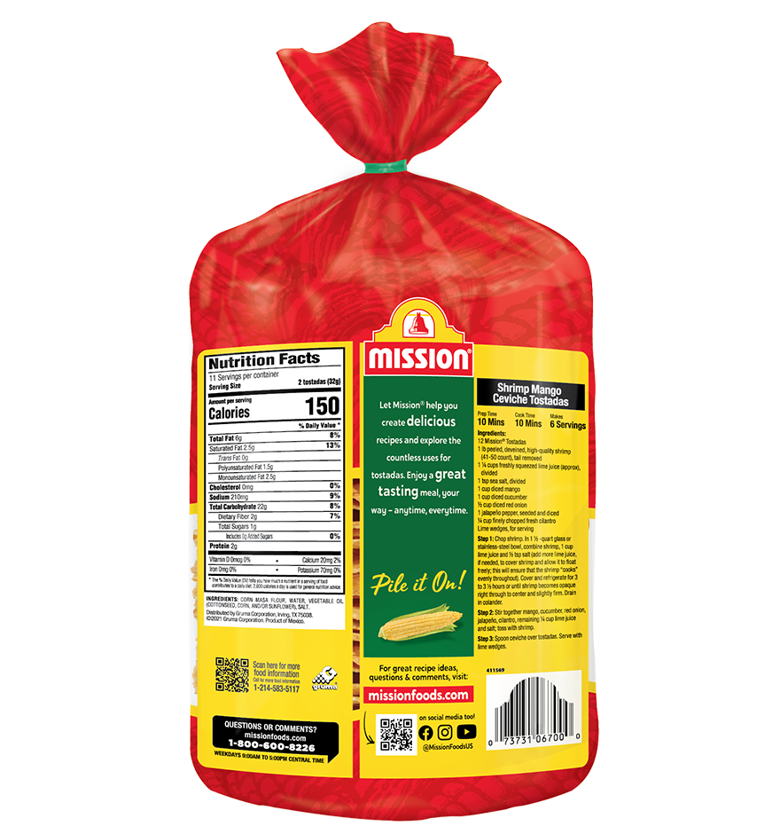 Yellow Tostadas Casero back packaging