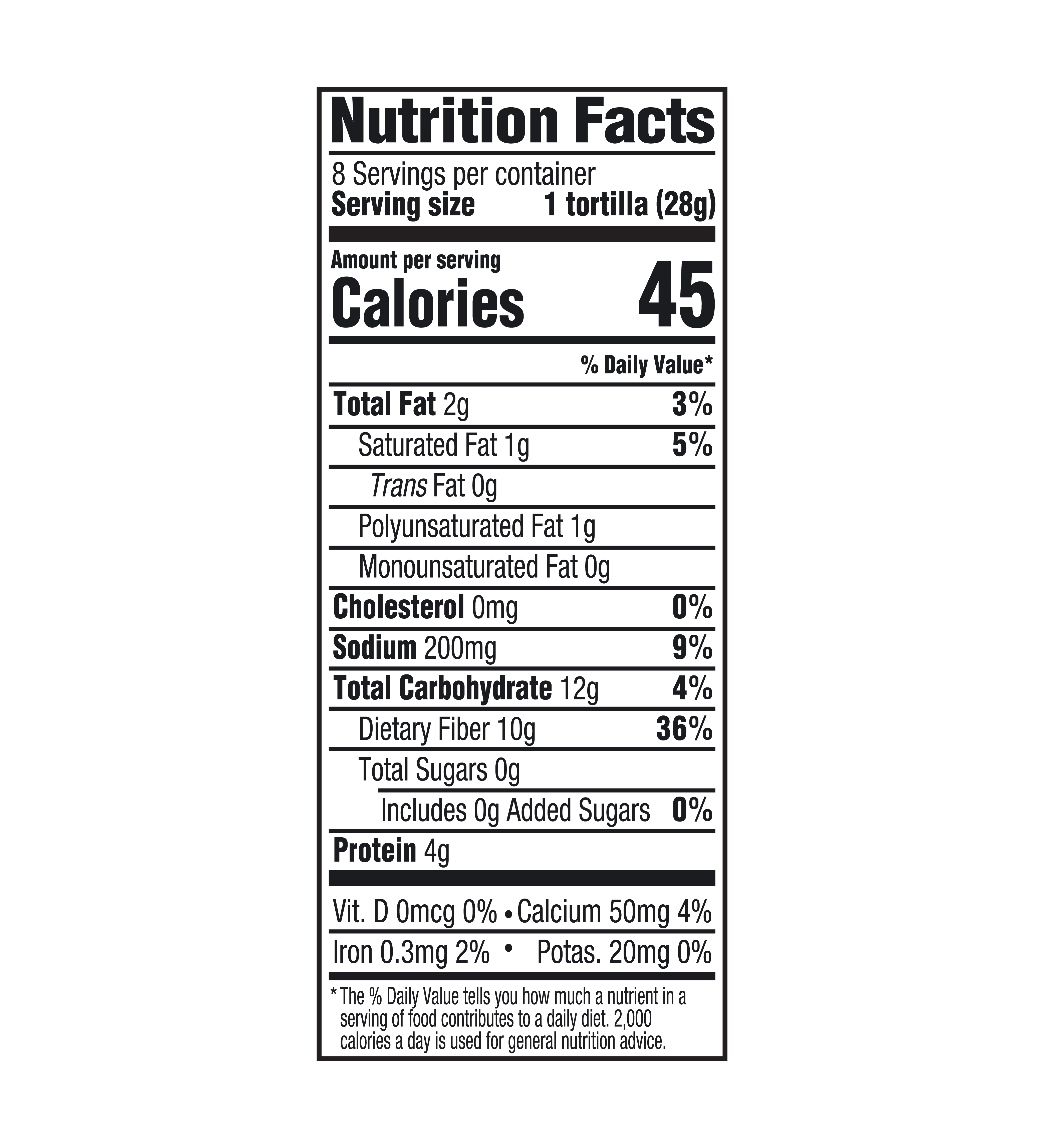 Carb Balance Fajita Whole Wheat Tortillas nutrition facts