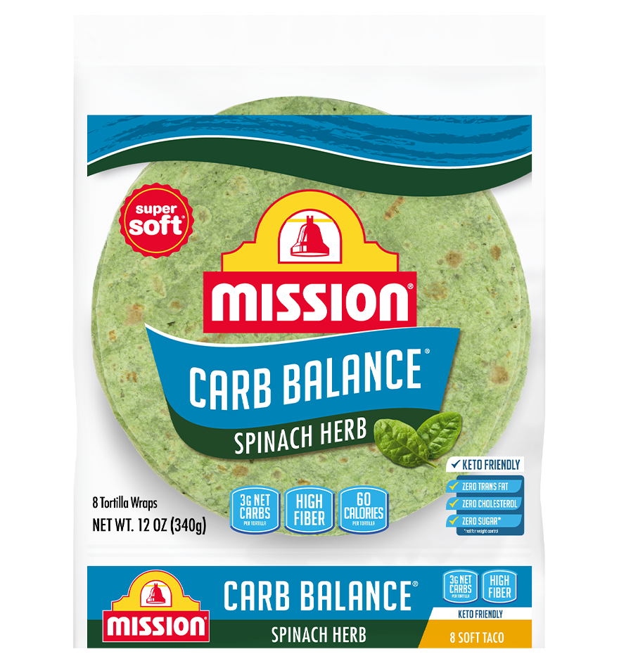 Carb Balance Spinach Wraps front