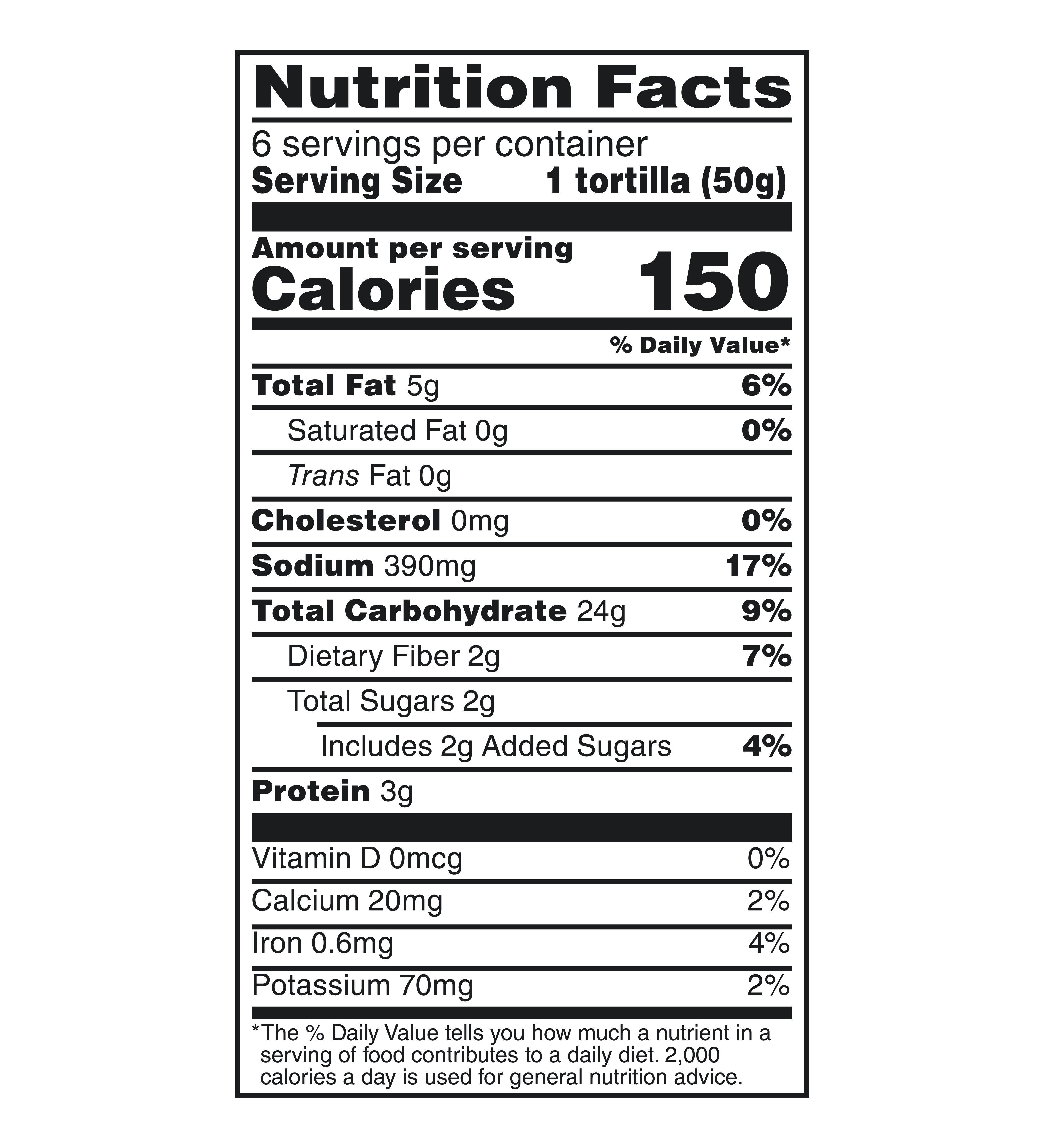 Organic Whole Wheat Tortillas nutrition facts