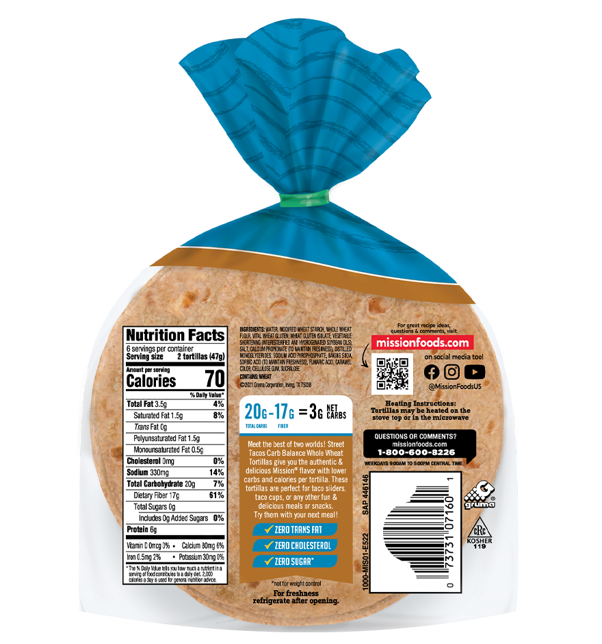 Street Tacos Carb Balance Whole Wheat back