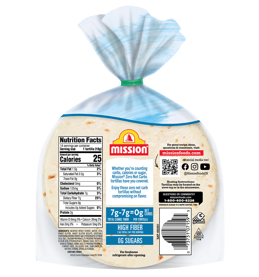 Zero Net Carbs Tortillas Original Mission Foods