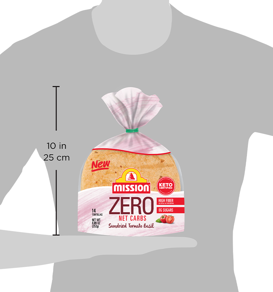 Package size of Zero Net Carb Tortillas Sun Dried Tomato Basil